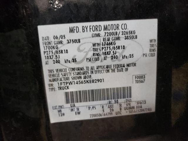 Photo 10 from auction – 2005 FORD F150 SUPER with VIN 1FTPW14565KE82901