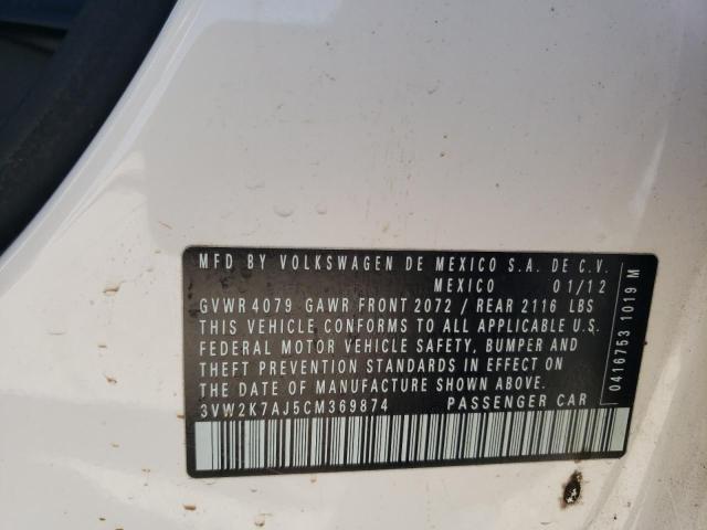 Foto 10 de la subasta – 2012 VOLKSWAGEN JETTA BASE con VIN 3VW2K7AJ5CM369874