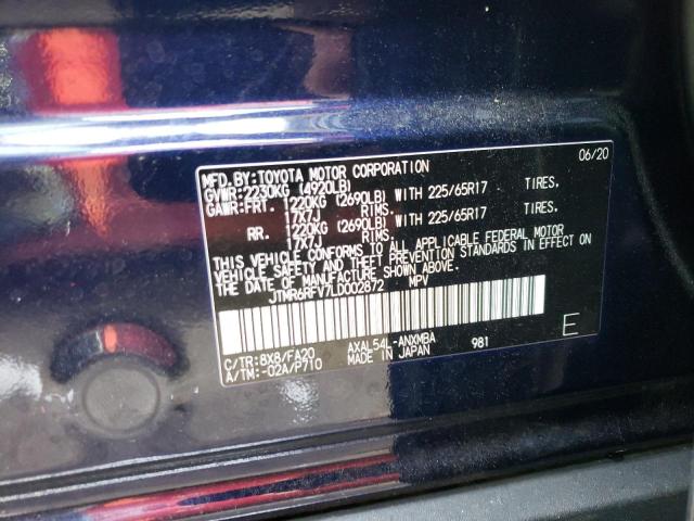 TOYOTA RAV4 XLE 2020 with VIN JTMR6RFV7LD002872 - Photo from auction