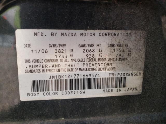 Photo 10 from auction – 2007 MAZDA 3 I with VIN JM1BK12F771669574