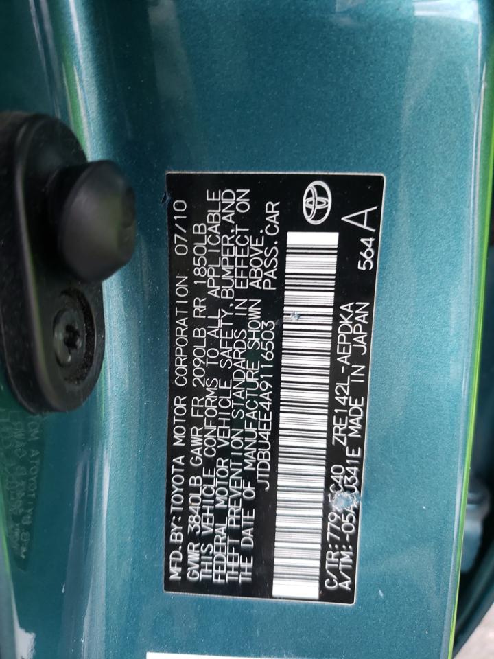 Photo 10 from auction – 2010 TOYOTA COROLLA BA with VIN JTDBU4EE4A9116503
