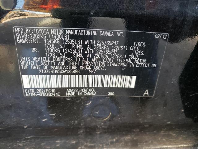 Photo 10 from auction – 2012 TOYOTA RAV4 with VIN 2T3ZF4DV5CW135896