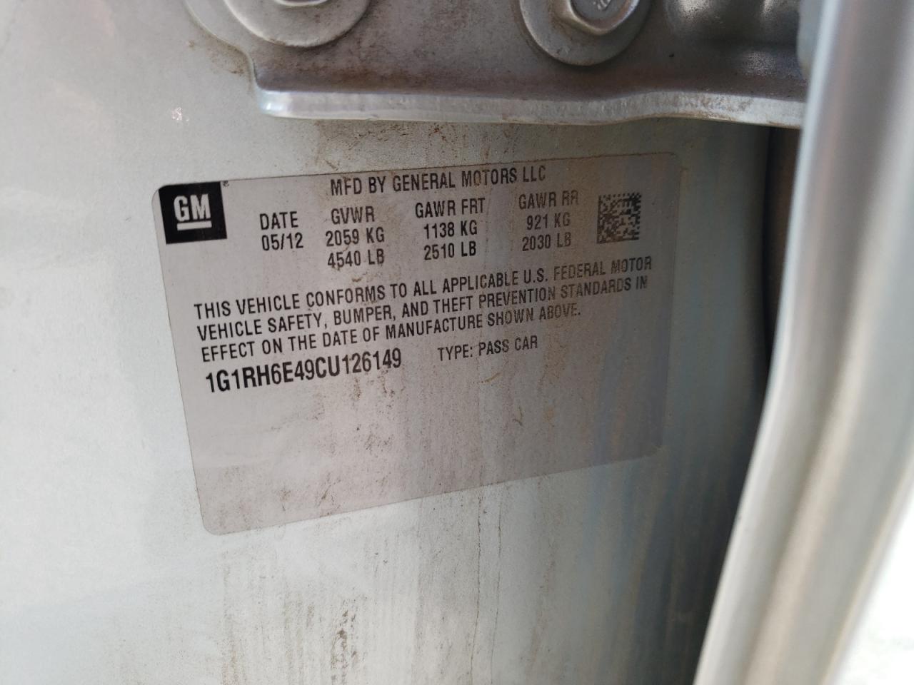 Photo 10 from auction – 2012 CHEVROLET VOLT with VIN 1G1RH6E49CU126140