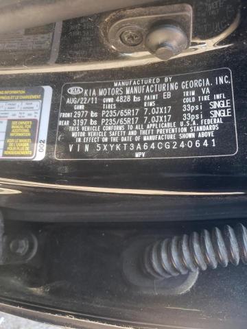 Photo 10 from auction – 2012 KIA SORENTO BA with VIN 5XYKT3A64CG240641