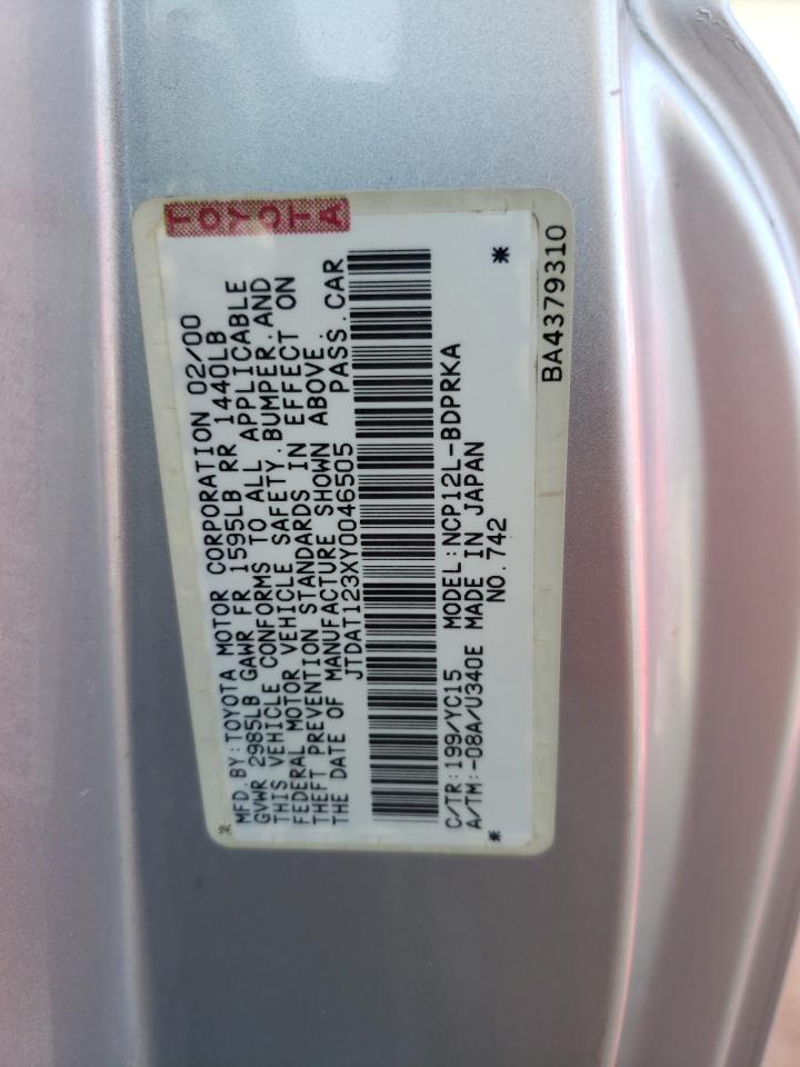 Photo 10 from auction – 2000 TOYOTA ECHO with VIN JTDAT123XY0046505