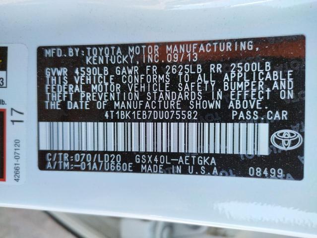 Photo 10 from auction – 2013 TOYOTA AVALON BAS with VIN 4T1BK1EB7DU075582