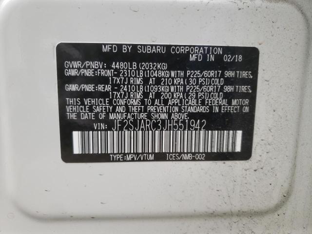 Photo 10 from auction – 2018 SUBARU FORESTER 2 with VIN JF2SJARC3JH551942