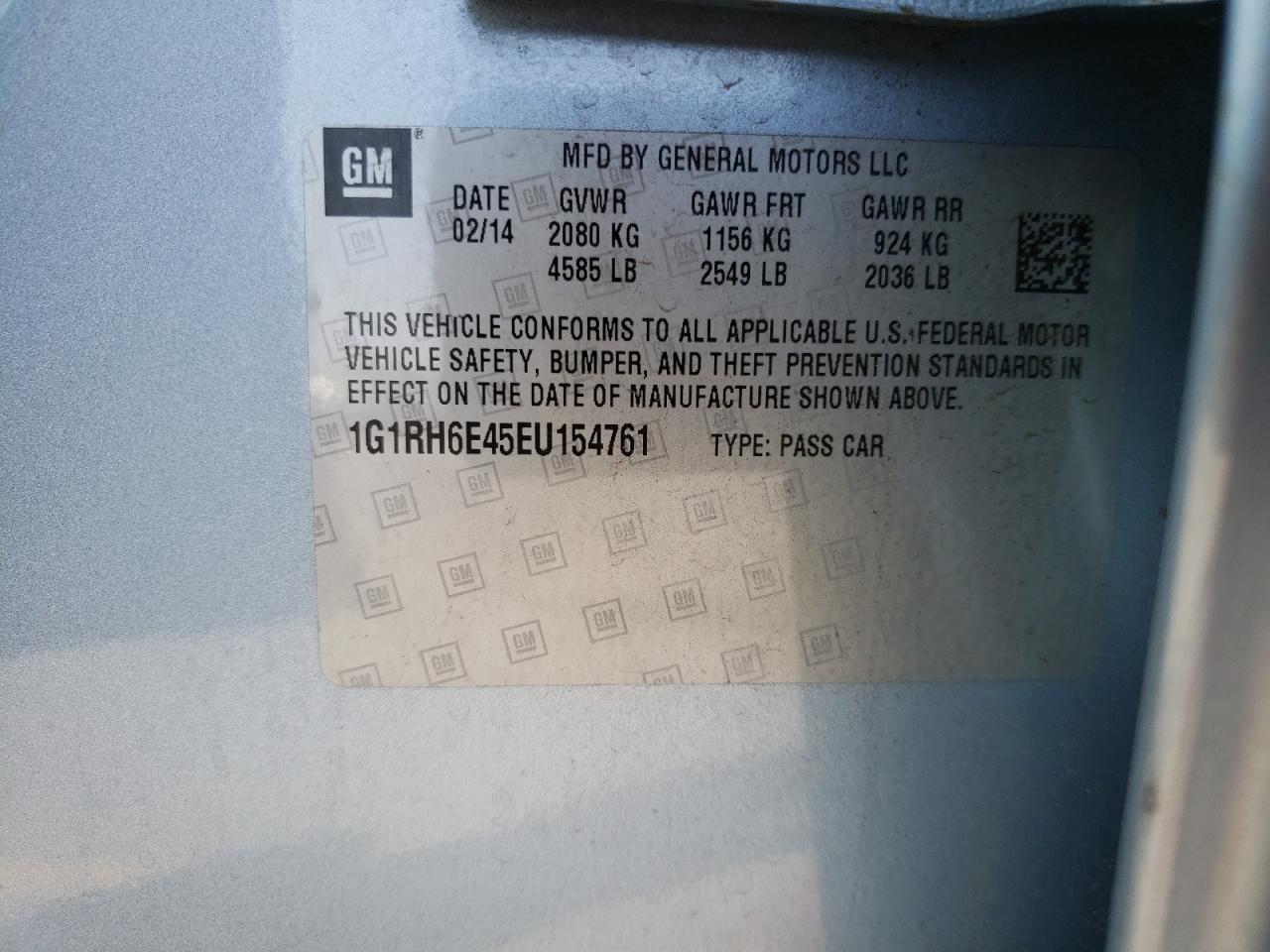 Photo 10 from auction – 2014 CHEVROLET VOLT with VIN 1G1RH6E45EU154761