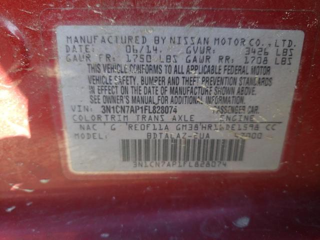 Photo 10 from auction – 2015 NISSAN VERSA S with VIN 3N1CN7AP1FL828074