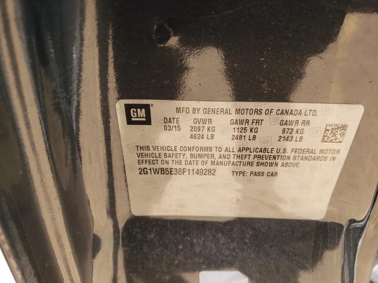 Photo 10 from auction – 2015 CHEVROLET IMPALA LIM with VIN 2G1WB5E38F1149282