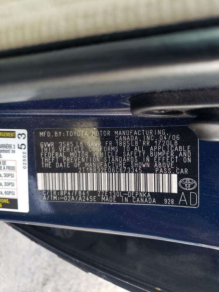Photo 10 from auction – 2006 TOYOTA COROLLA CE with VIN 2T1BR32E06C673345