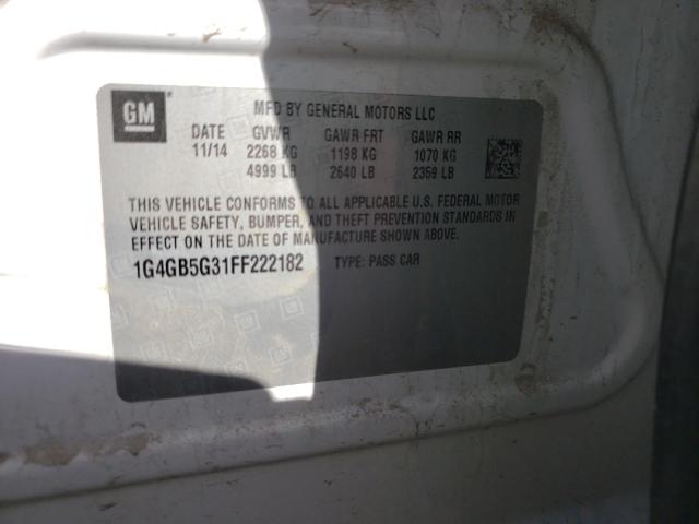 BUICK LACROSSE 2015 with VIN 1G4GB5G31FF222182 - Photo from auction