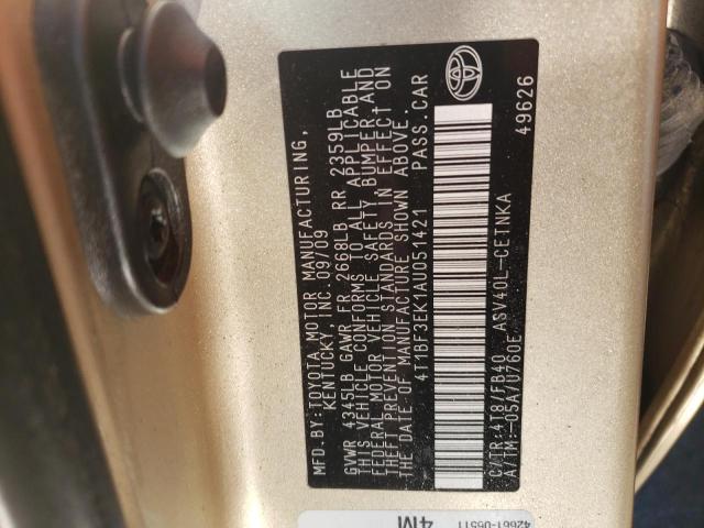 Photo 10 from auction – 2010 TOYOTA CAMRY BASE with VIN 4T1BF3EK1AU051421