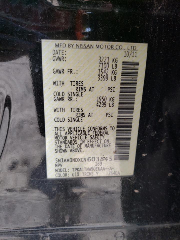 Photo 10 from auction – 2012 NISSAN ARMADA SV with VIN 5N1AA0NDXCN603845