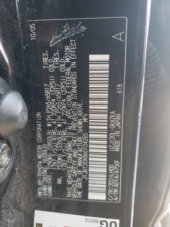 Photo 10 from auction – 2006 LEXUS GX 470 with VIN JTJBT20X860104265