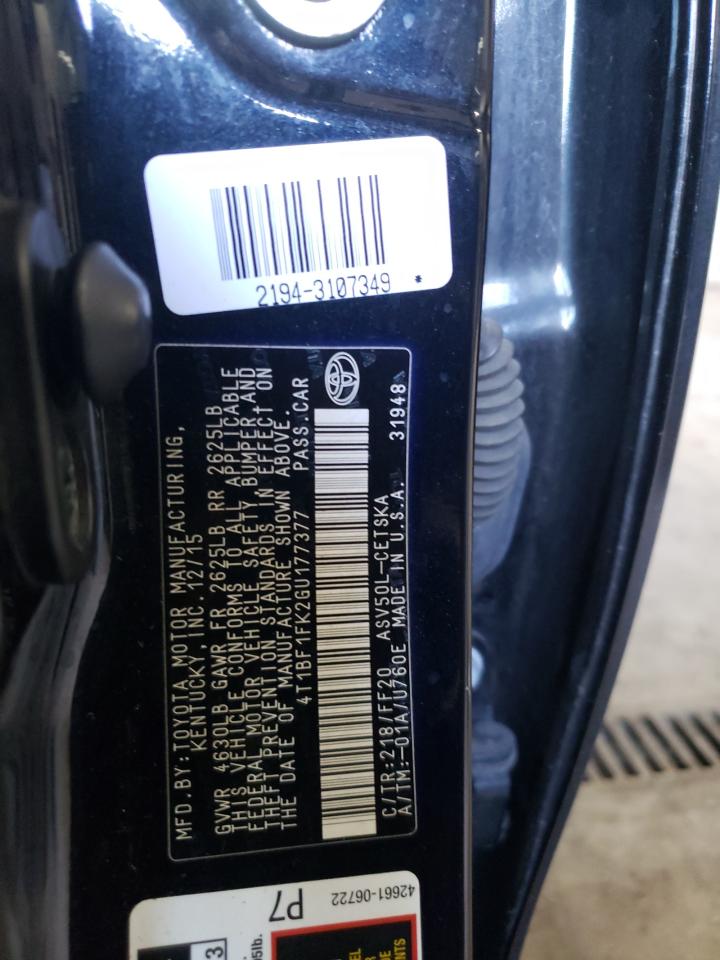 Photo 10 from auction – 2016 TOYOTA CAMRY LE with VIN 4T1BF1FK2GU177377