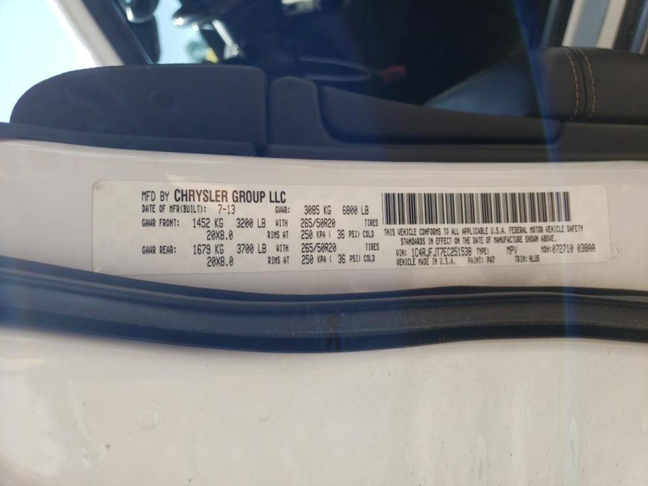 Photo 10 from auction – 2014 JEEP GRAND CHER with VIN 1C4RJFJT7EC251538