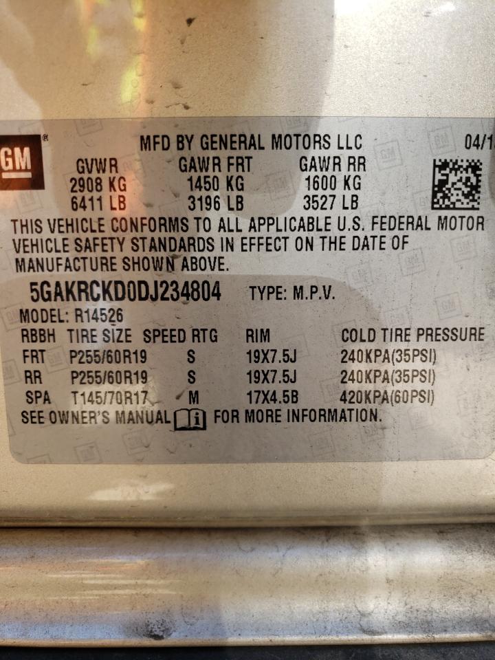 Photo 10 from auction – 2013 BUICK ENCLAVE with VIN 5GAKRCKD0DJ234804
