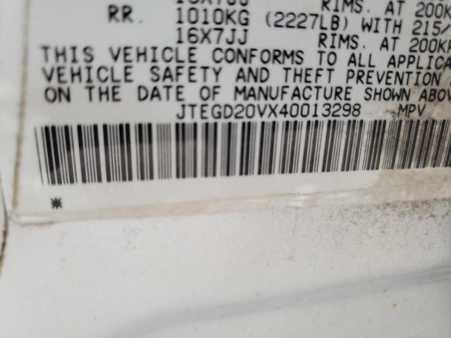 Photo 10 from auction – 2004 TOYOTA RAV4 with VIN JTEGD20VX40013298
