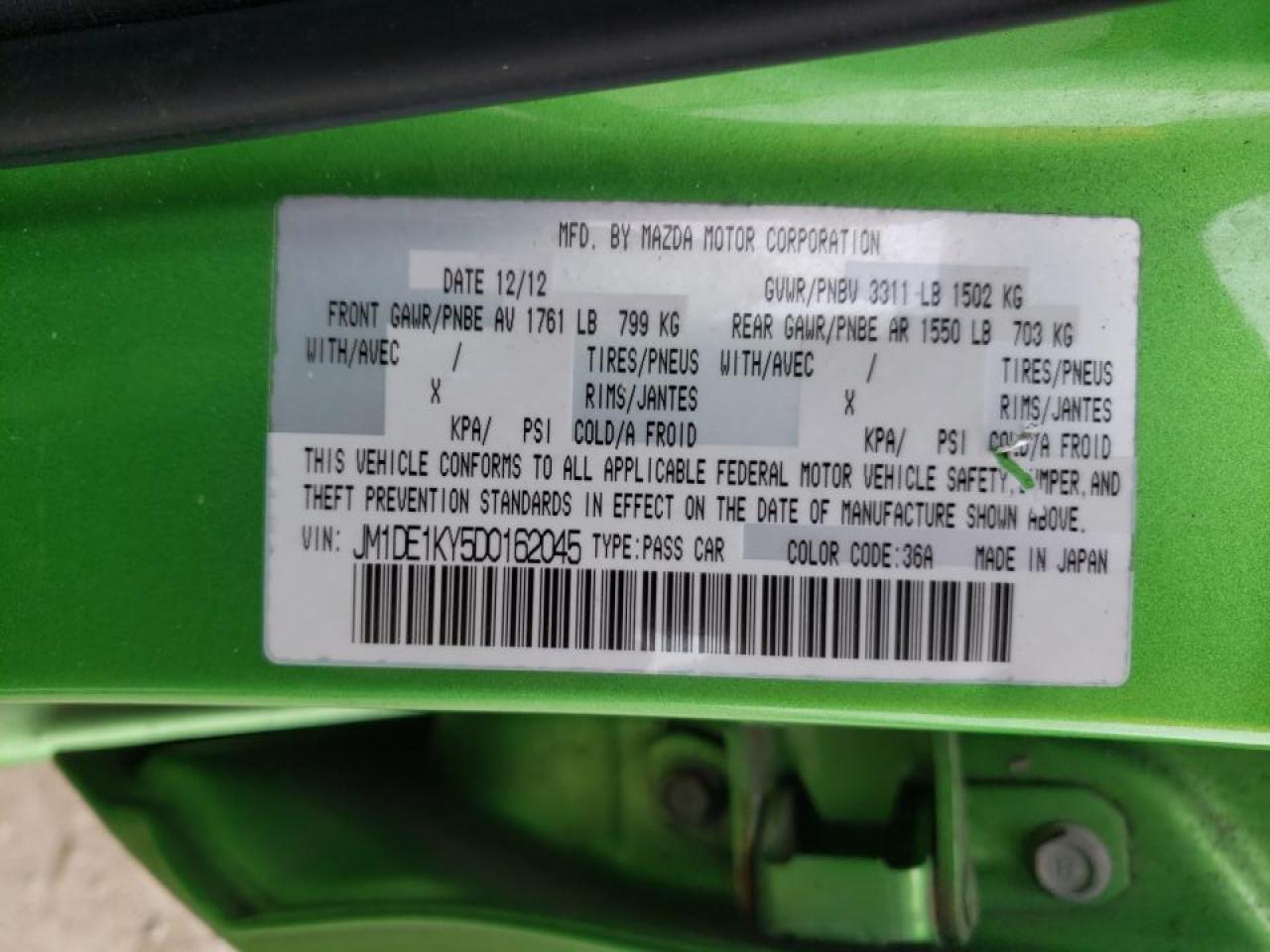 Photo 10 from auction – 2013 MAZDA MAZDA2 with VIN JM1DE1KY5D0162045