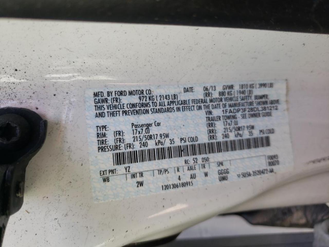 صورة رقم 10 من المزاد - 2013 FORD FOCUS SE مع VIN 1FADP3F28DL381212