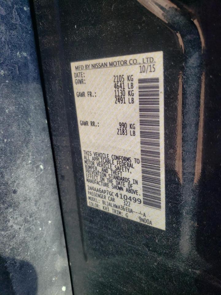 Photo 10 from auction – 2016 NISSAN MAXIMA 3.5 with VIN 1N4AA6AP7GC410499