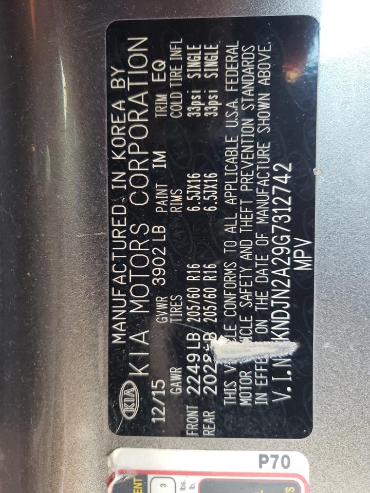 Photo 10 from auction – 2016 KIA SOUL with VIN KNDJN2A29G7312742