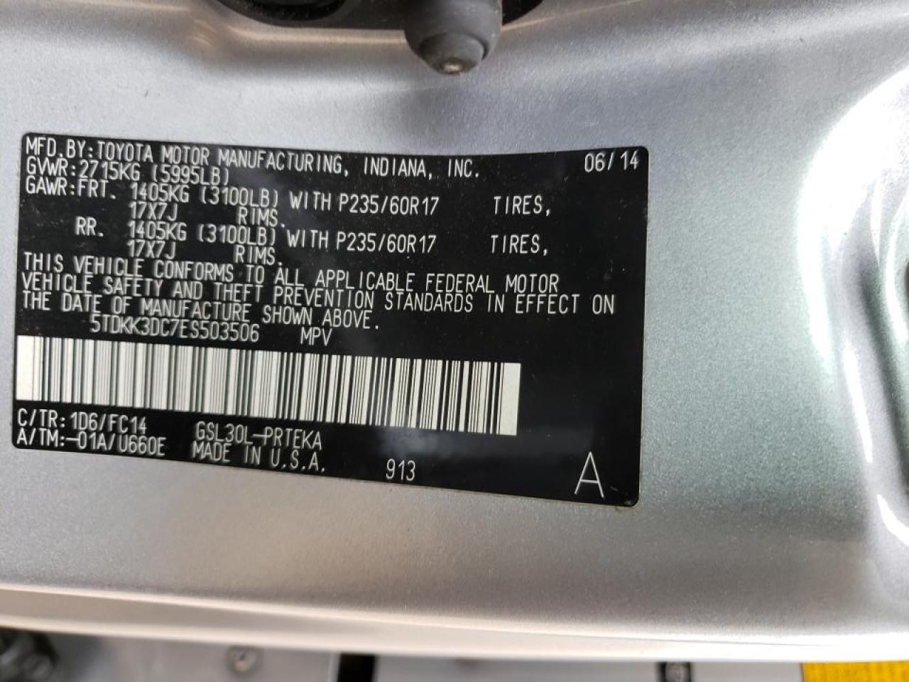 Photo 10 from auction – 2014 TOYOTA SIENNA LE with VIN 5TDKK3DC7ES503506