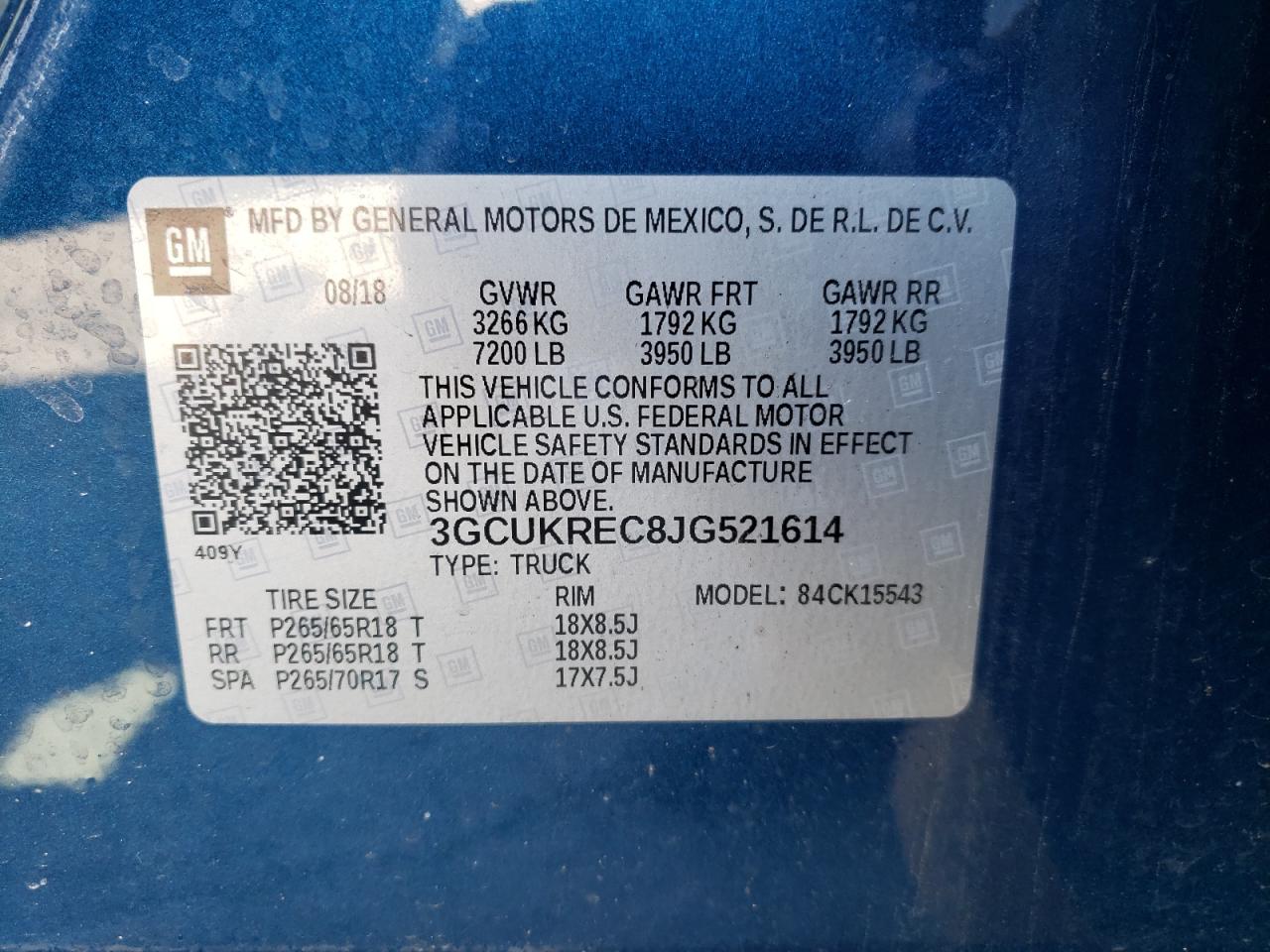 Photo 10 from auction – 2018 CHEVROLET SILVERADO with VIN 3GCUKREC8JG521614