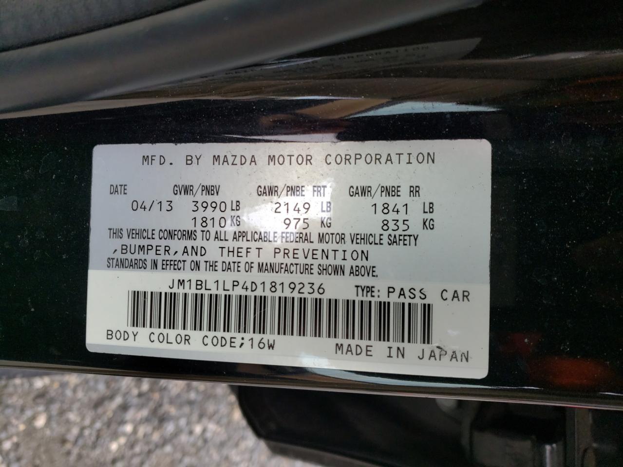 Photo 10 from auction – 2013 MAZDA 3 with VIN JM1BL1LP4D1819236