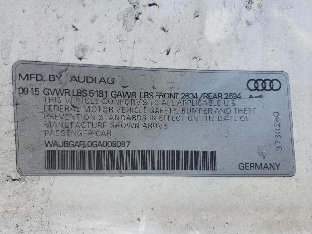 Photo 10 from auction – 2016 AUDI S4 PREMIUM with VIN WAUBGAFL0GA009097