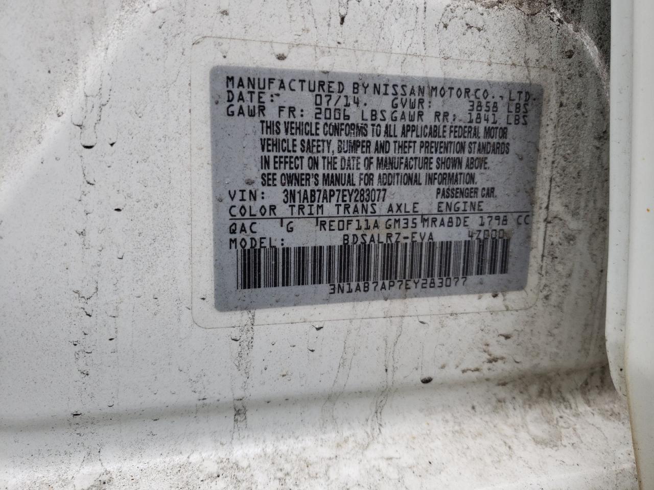 Photo 10 from auction – 2014 NISSAN SENTRA S with VIN 3N1AB7AP7EY283077