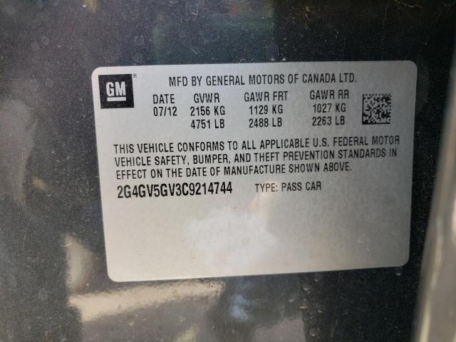 Photo 10 from auction – 2012 BUICK REGAL GS with VIN 2G4GV5GV3C9214744