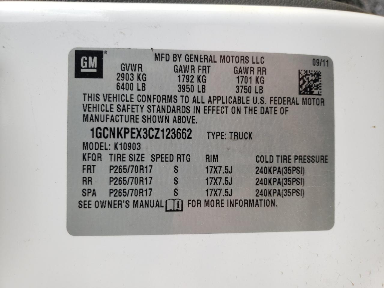 Photo 10 from auction – 2012 CHEVROLET SILVERADO with VIN 1GCNKPEX3CZ123662
