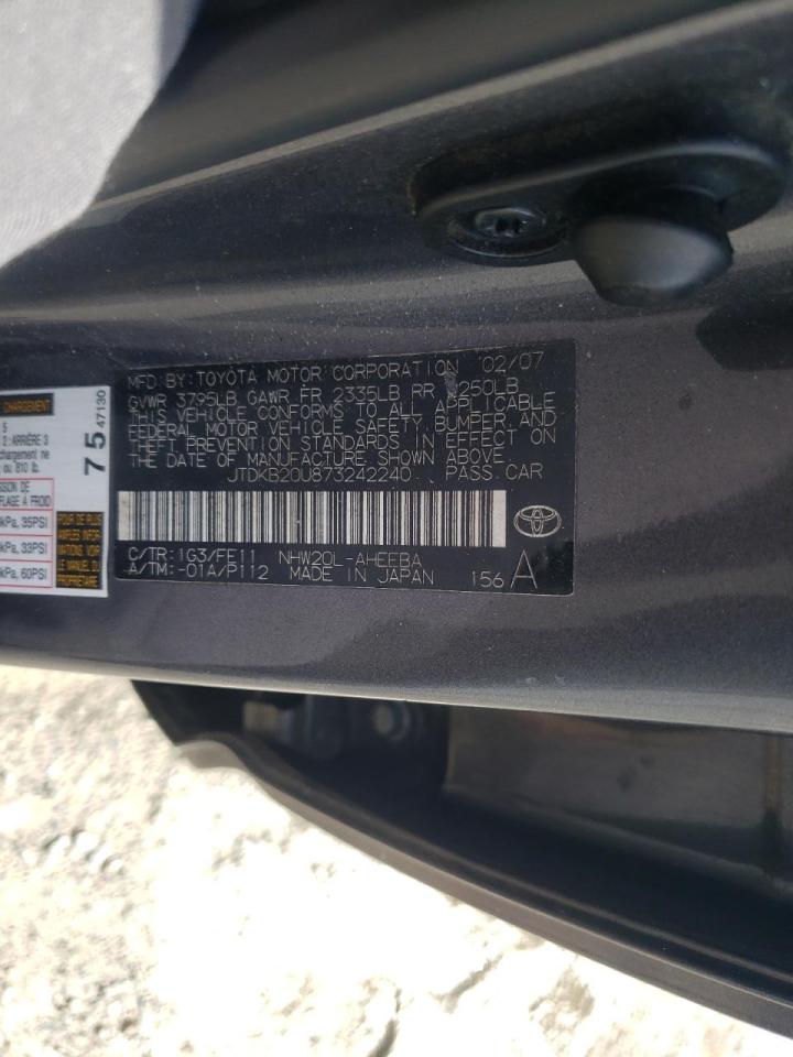 Photo 10 from auction – 2007 TOYOTA PRIUS with VIN JTDKB20U873242240