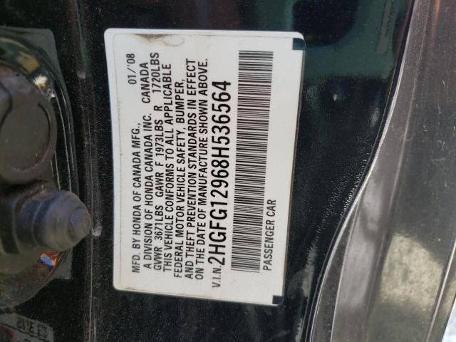 Photo 10 from auction – 2008 HONDA CIVIC with VIN 2HGFG12968H536564