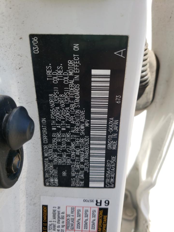 Photo 10 from auction – 2006 TOYOTA 4RUNNER LI with VIN JTEZU17R460076301