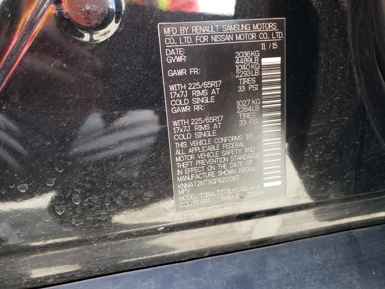 Photo 10 from auction – 2016 NISSAN ROGUE S with VIN KNMAT2MT9GP620097