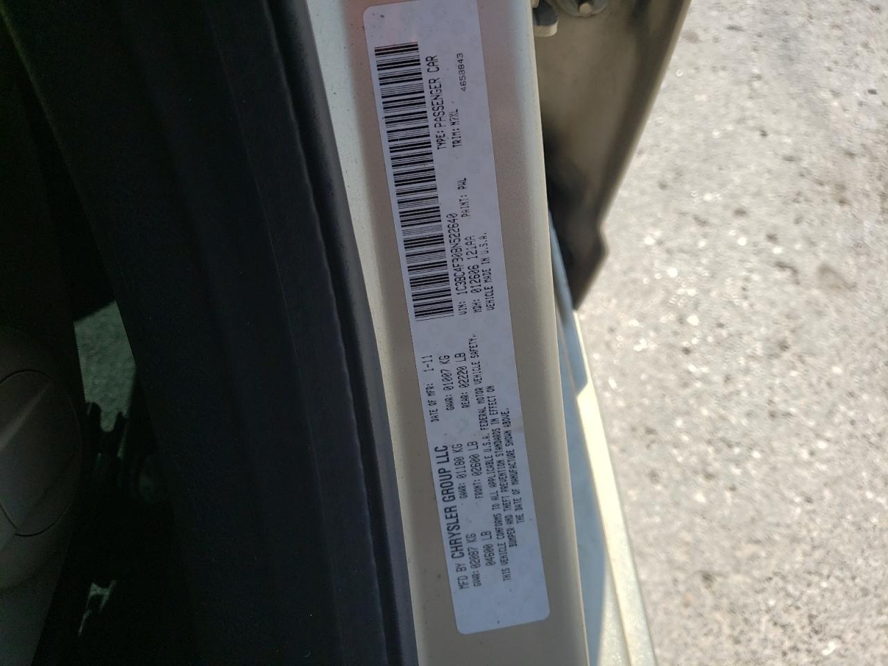 Photo 10 from auction – 2011 CHRYSLER 200 LX with VIN 1C3BC4FB0BN522640