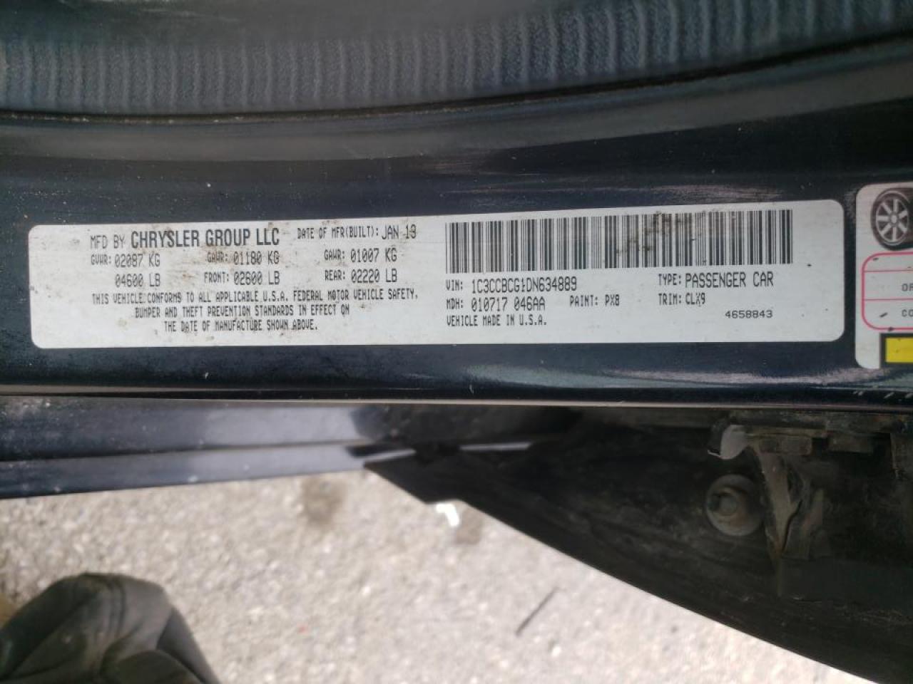Photo 10 from auction – 2013 CHRYSLER 200 LIMITE with VIN 1C3CCBCG1DN634889