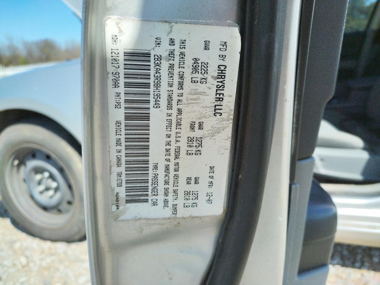 Photo 10 from auction – 2008 DODGE CHARGER with VIN 2B3KA43R98H195449