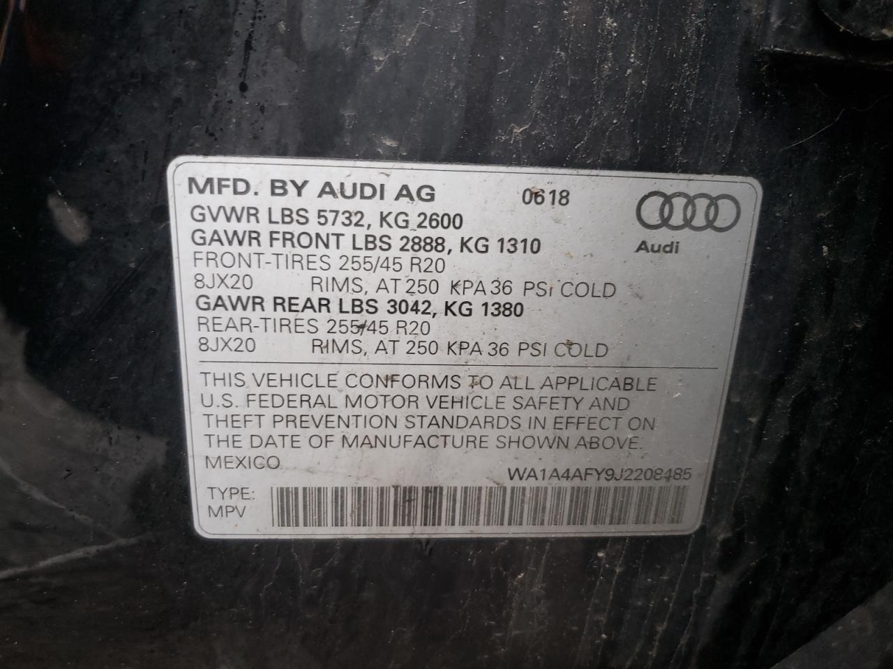 Photo 10 from auction – 2018 AUDI SQ5 PREMIU with VIN WA1A4AFY9J2208485