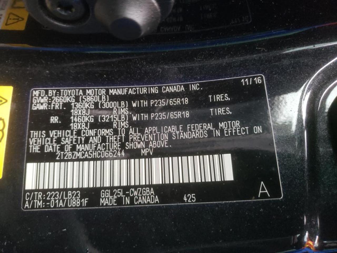 Photo 10 from auction – 2017 LEXUS RX 350 BAS with VIN 2T2BZMCA5HC066244