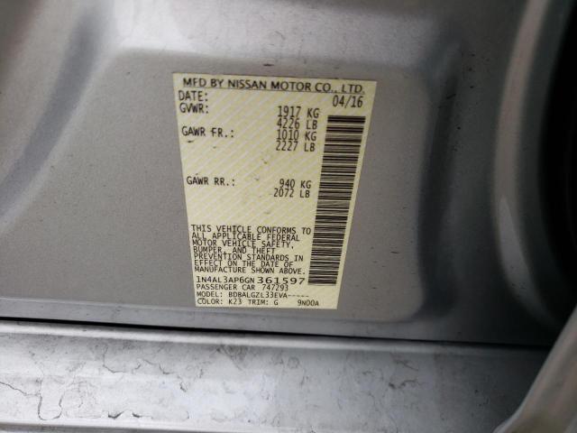 Photo 10 from auction – 2016 NISSAN ALTIMA 2.5 with VIN 1N4AL3AP6GN361597