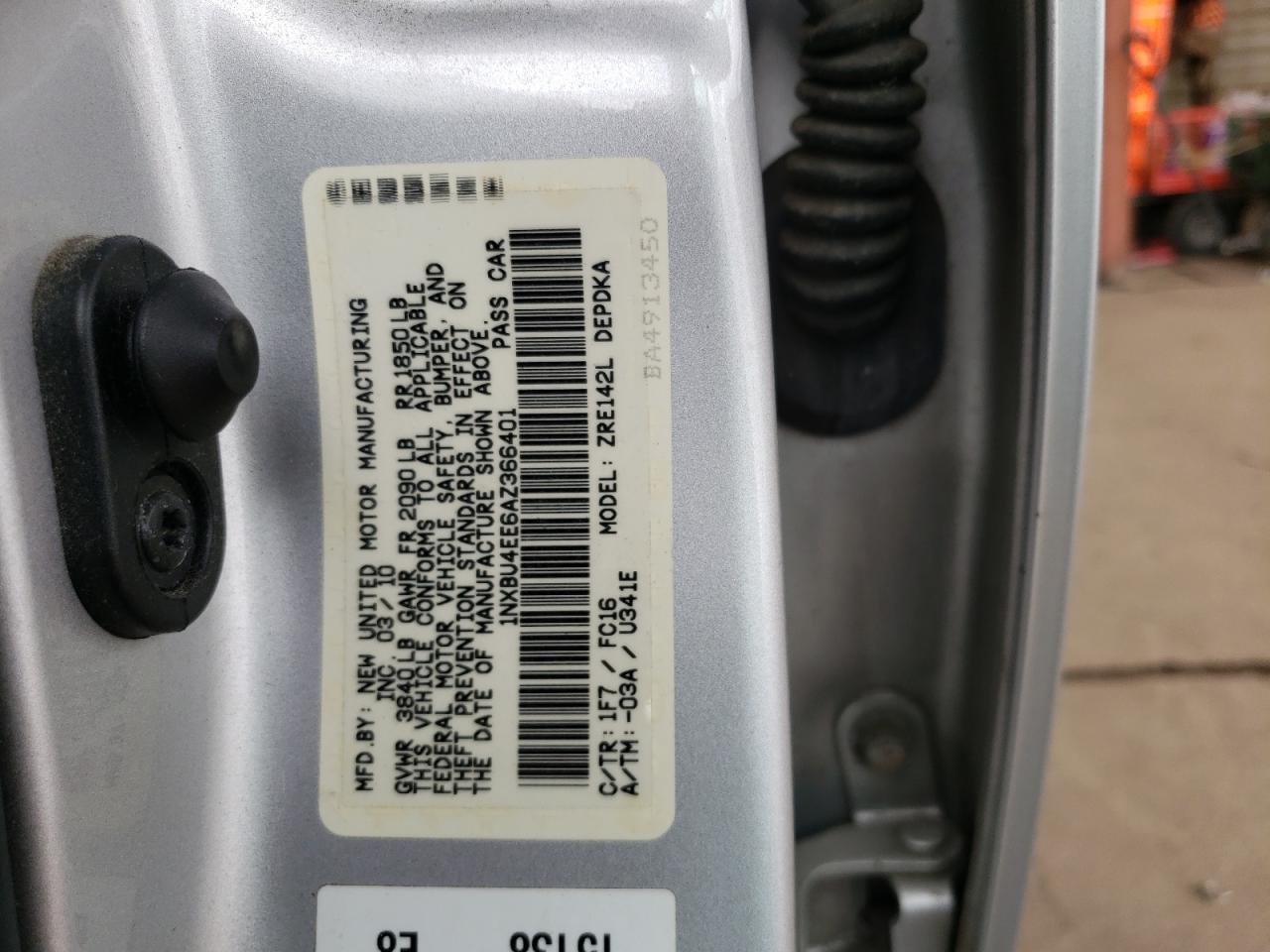 Photo 10 from auction – 2010 TOYOTA COROLLA BA with VIN 1NXBU4EE6AZ366401