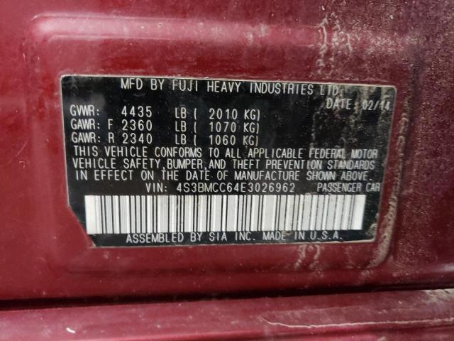 Photo 10 from auction – 2014 SUBARU LEGACY 2.5 with VIN 4S3BMCC64E3026962