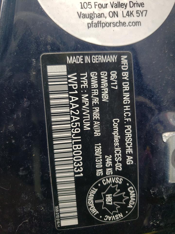 Photo 10 from auction – 2018 PORSCHE MACAN with VIN WP1AA2A59JLB00331