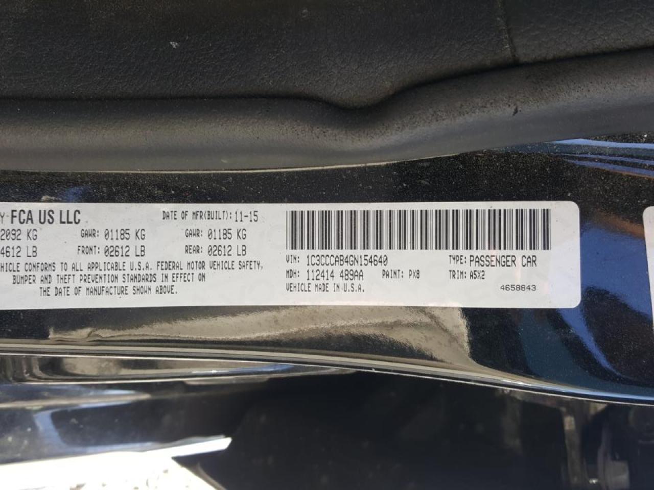 Photo 10 from auction – 2016 CHRYSLER 200 LIMITE with VIN 1C3CCCAB4GN154640
