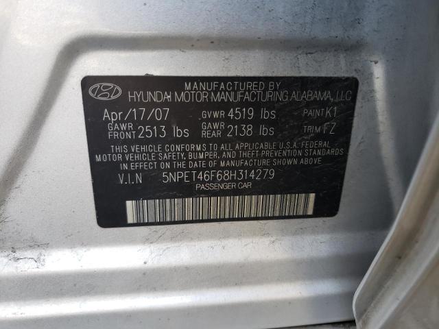 Photo 10 from auction – 2008 HYUNDAI SONATA GLS with VIN 5NPET46F68H314279
