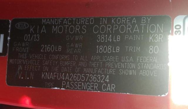 Photo 10 from auction – 2013 KIA FORTE EX with VIN KNAFU4A26D5736324